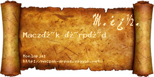 Maczák Árpád névjegykártya